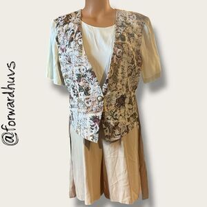 Vintage 80s Breakin’ Loose Jumpsuit Shorts Set – Tapestry Vest – Size 11/12